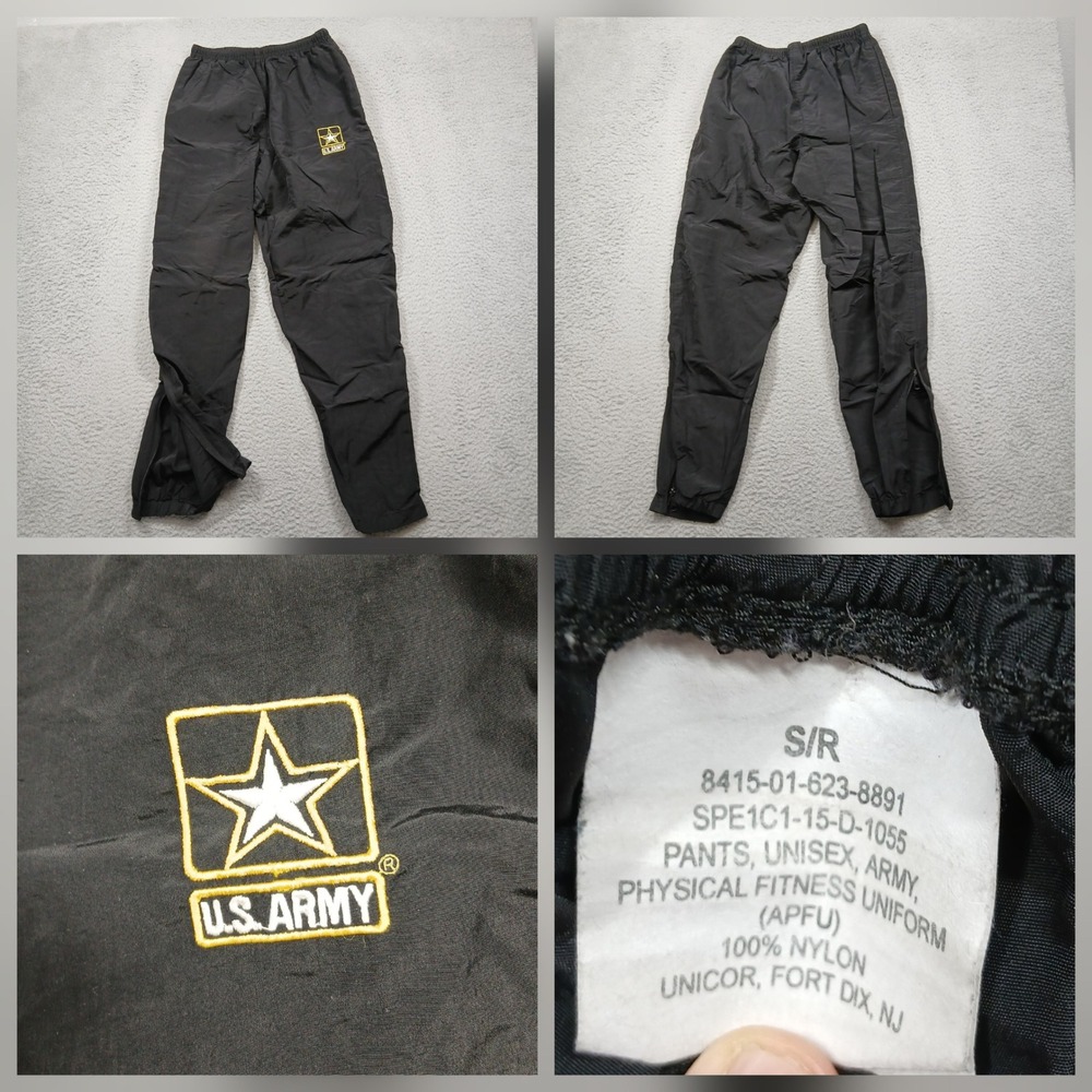 US Army APFU Physical Fitness Pants S/R Black Nylon Unisex Military
